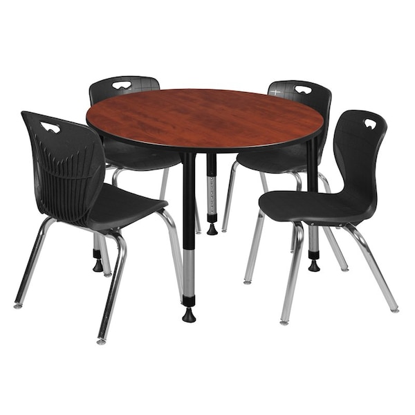 Regency Tables > Height Adjustable > Round Table & Chair Sets, 48 W, 48 L, 23-34 H, Cherry TB48RNDCHAPBK40BK - main